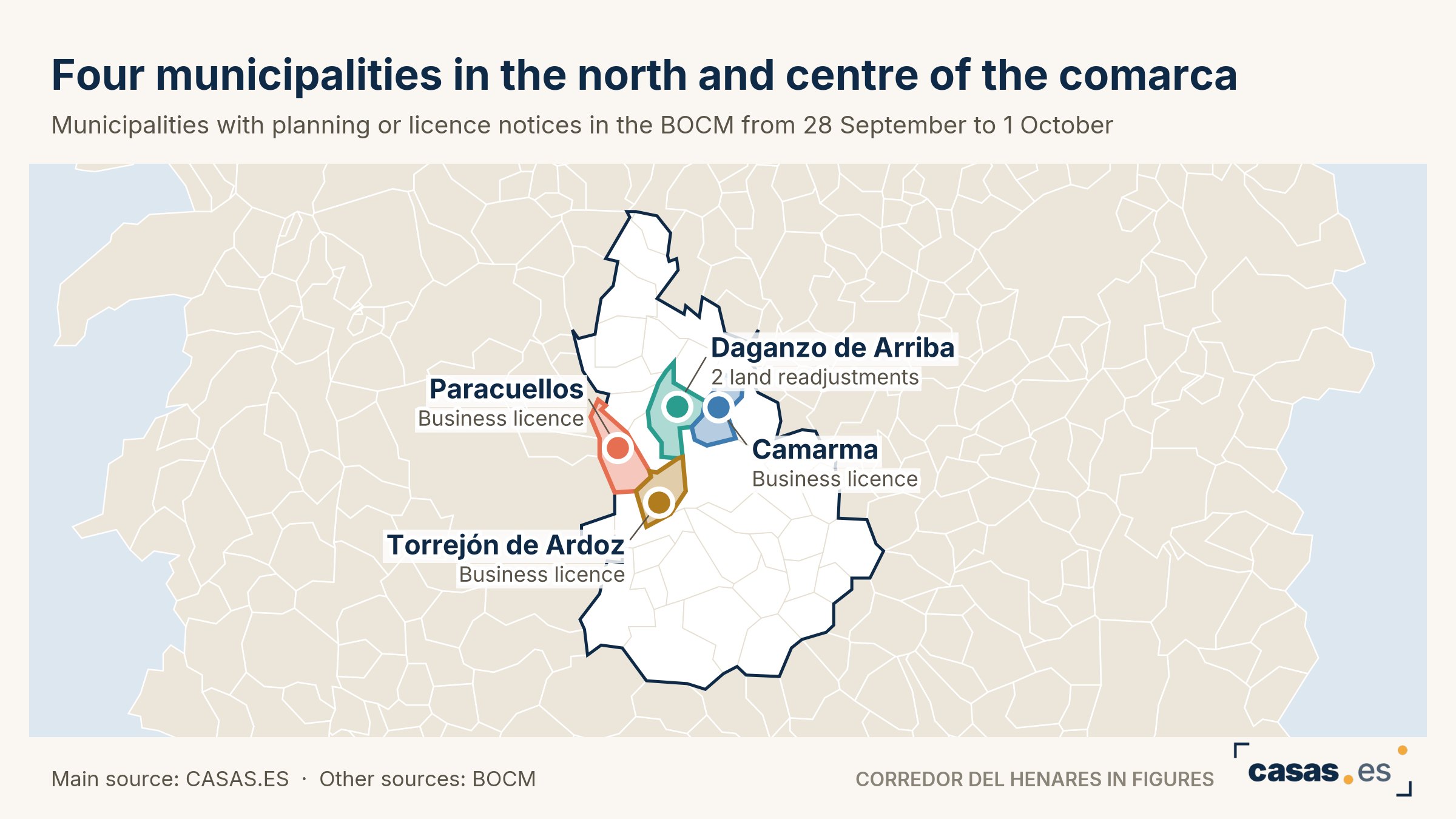 Four municipalities in the north and centre of the comarca