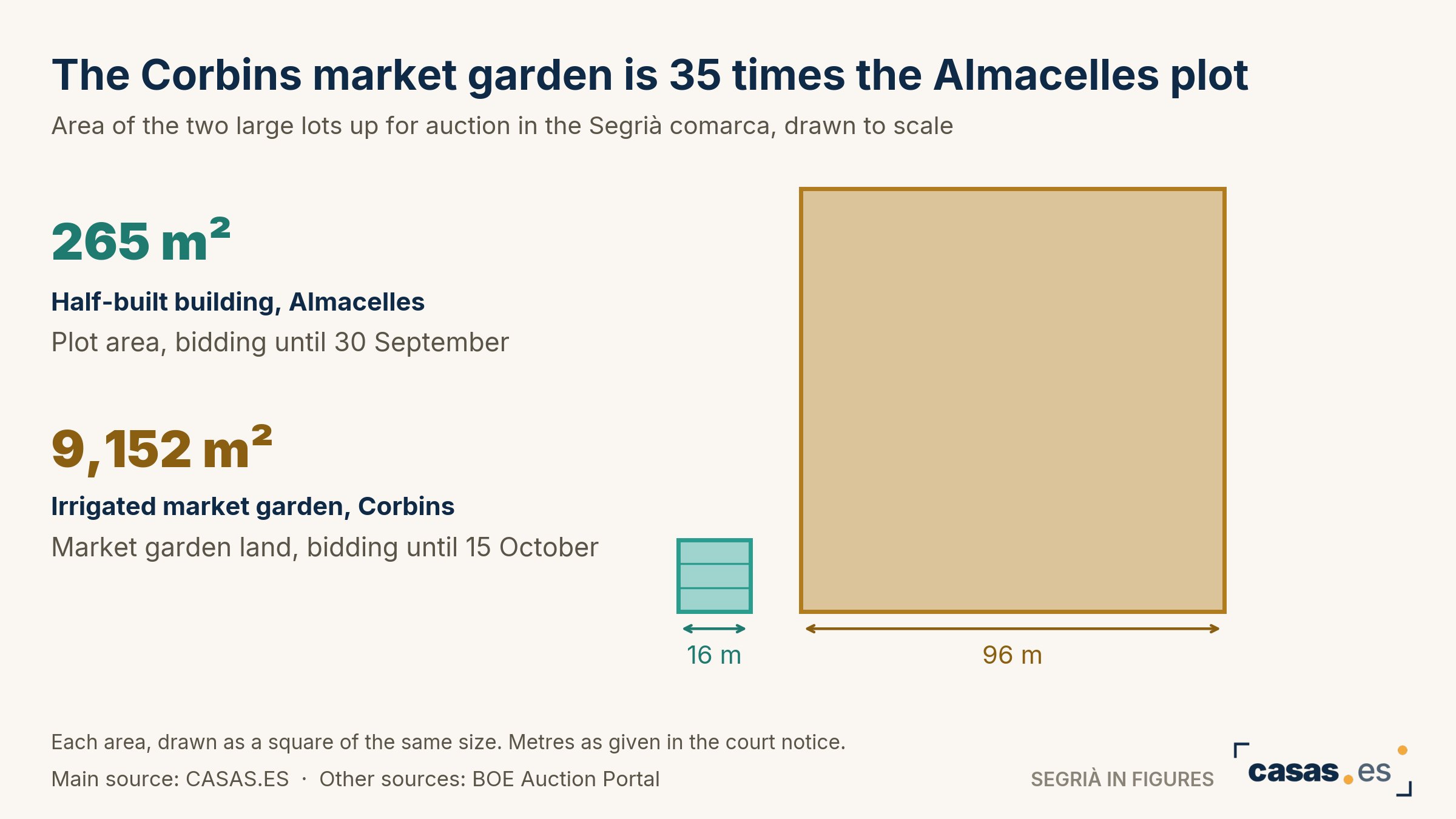 The Corbins market garden is 35 times the Almacelles plot